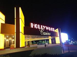 The outside doorway of a Hollywood casino