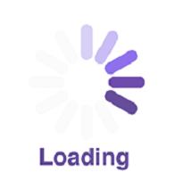 The word loading in purple at the bottom and lines going around in a circle on the right side