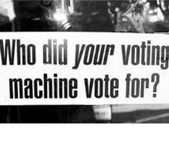 Banner that says Who Did your voting machine vote for?