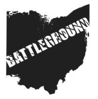 Map of Ohio with the word Battleground across it