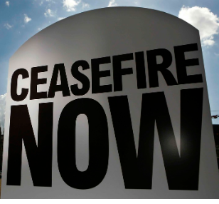 Sign saying Ceasefire Now