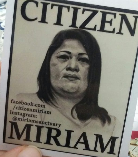 Miriam on a sticker saying Citizen Miriam