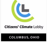 Half circles around each other green and blue and a gray L with words Citizens Climate Lobby Columbus Ohio