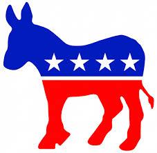 Red white and blue donkey Democrat symbol