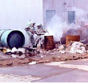 Smoky area around barrels