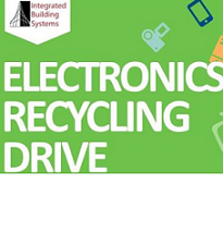 Green background and words Electronics Recycling Drive