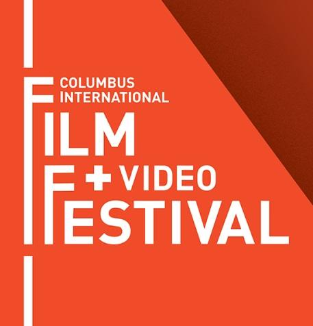 Orange background and words Columbus International Film + Video Festival