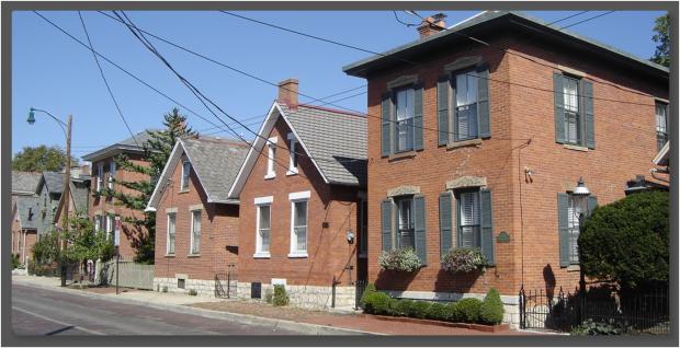 Old brick historic buildings