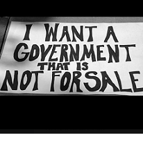 Black words on white - I want a government that is not for sale