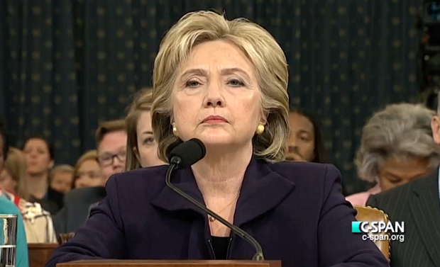 Hillary Clinton looking angry at Congressional hearing