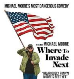 white man with flag and the words Where to Invade next