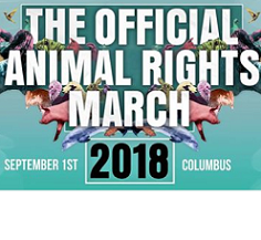 Words The Official Animal Rights March 2018 with animals in the background