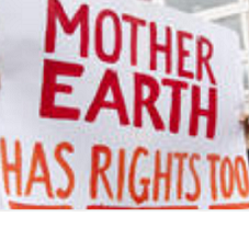 White sign stating Mother Earth Has Rights Too