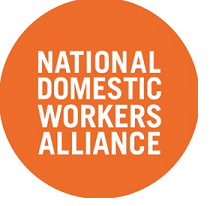 Orange circle with National Domestic Workers Alliance written inside
