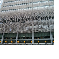 Front of a building with words new York Times on it