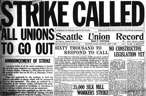 Newspapers with headlines about strikes