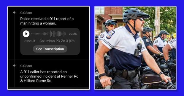 Citizen App posting and bicycle cop