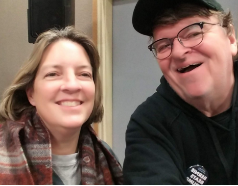 Cathy Cowan Becker and Michael Moore