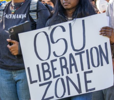 Sign saying OSU liberation zone