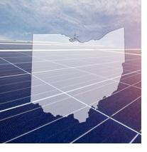 Map of Ohio with grid in background and sky
