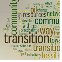 Lots of words like transition community, oil, community, fossil, resilience, change, initiatives, etc.  
