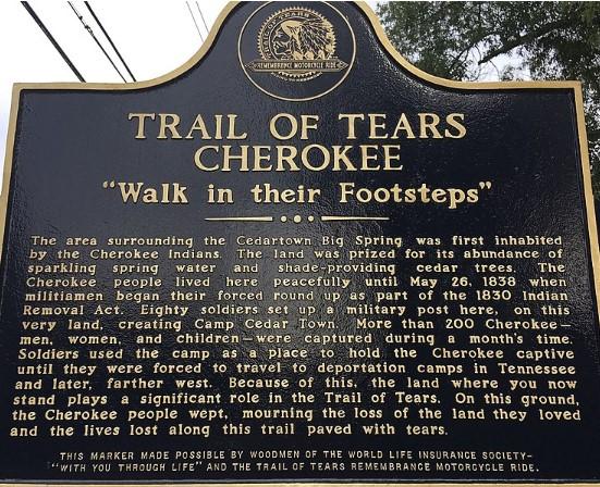 Trail of tears sign