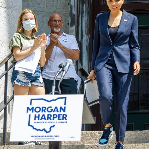 Morgan Harper at rally