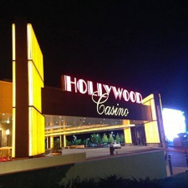 The outside doorway of a Hollywood casino