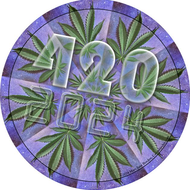 Marijuana leaves and 420 2024