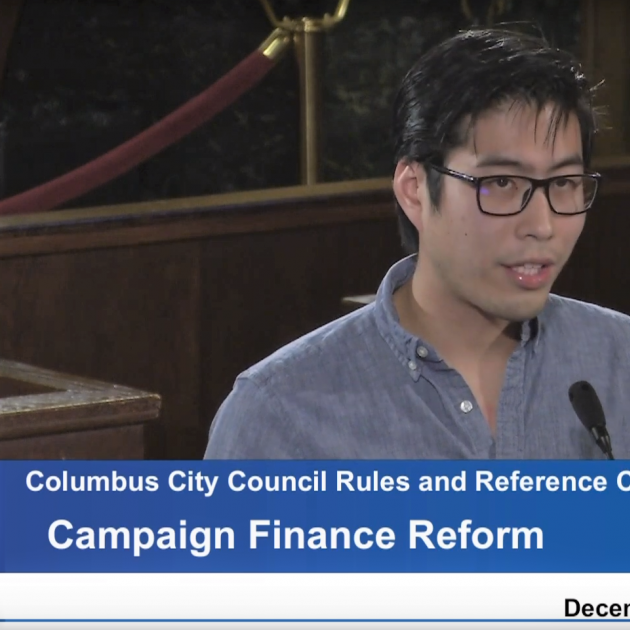 Andrew Lin of Socialist Alternative speaks to Columbus City Council on December 4.