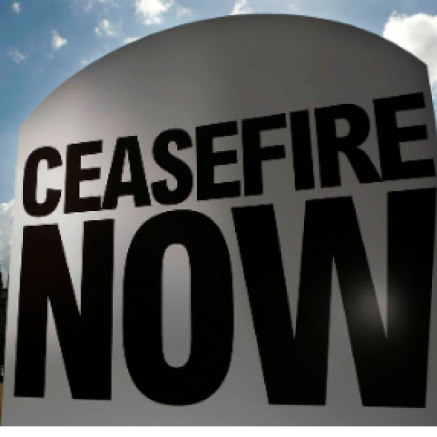 Sign saying Ceasefire Now