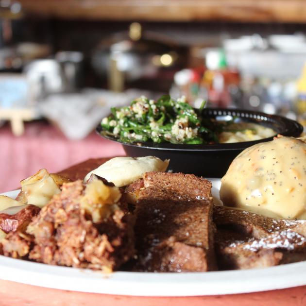 Pictured (Flynn 2016): Gingerbread French Toast, Chocolate Chip Pancakes, Rosemary Garlic Potatoes, Biscuits and Gravy, Kale and Quinoa Salad and Corn Chowder.  