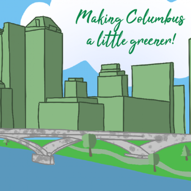 Columbus skyline colored green