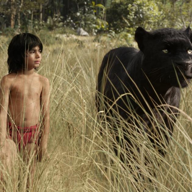 Mowgli (Neel Sethi) and panther friend Bagheera (Ben Kingsley) in The Jungle Book (Disney Enterprises Inc.)