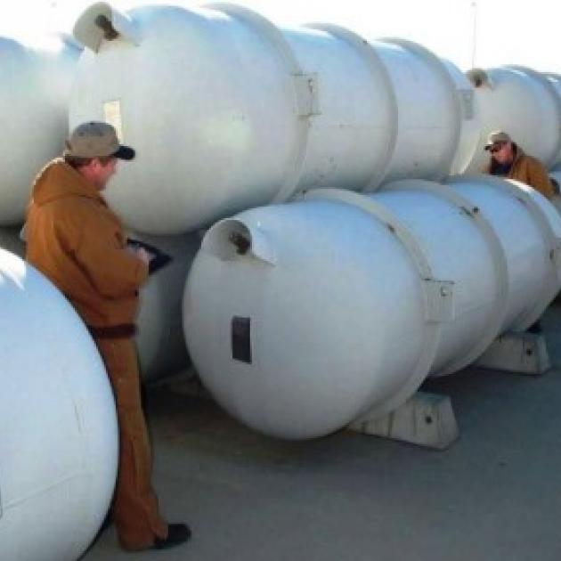 Cylinders of depleted uranium hexafluoride 