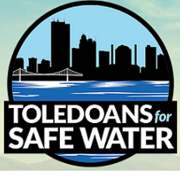 Skyline in a circle and the words Toledoans for Safe Water
