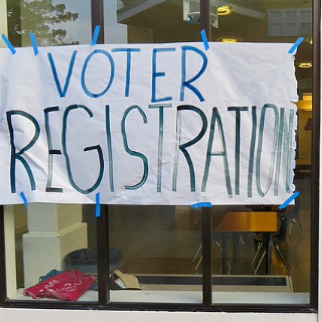 Voter registration sign