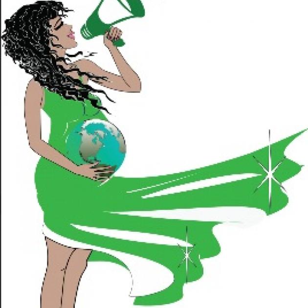 Drawing of a woman with a bullhorn