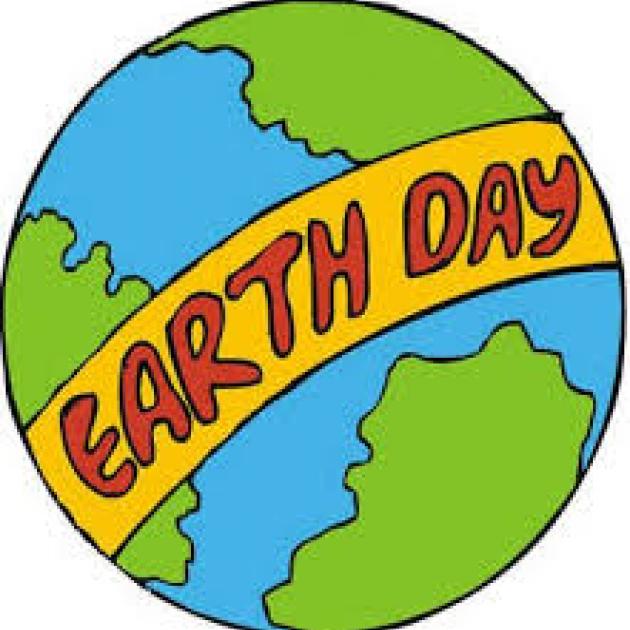 Earth with Earth Day banner