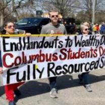 Banner about Columbus students needing resources