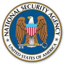 Round circle logo of national security agency with eagle in the middle