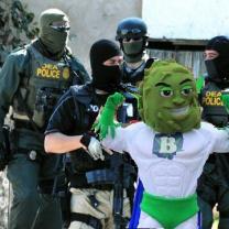 Buddy mascot with DEA agents