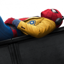 Spiderman laying on his back