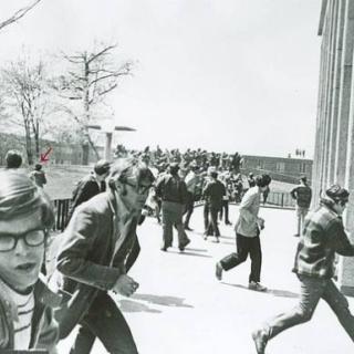 Students running in fear