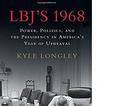 Black and white book cover with the words LBJ's 1968
