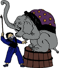 Cartoon of elephant performing at a circus
