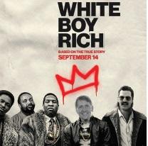 Movie poster from White Boy Rick with a photo of mostly black gangsters and a young white boy with an older man's white face superimposed on top of his (Richard Cordray's face) and the words White Boy Rick with the k turned into an H to say White Boy Rich