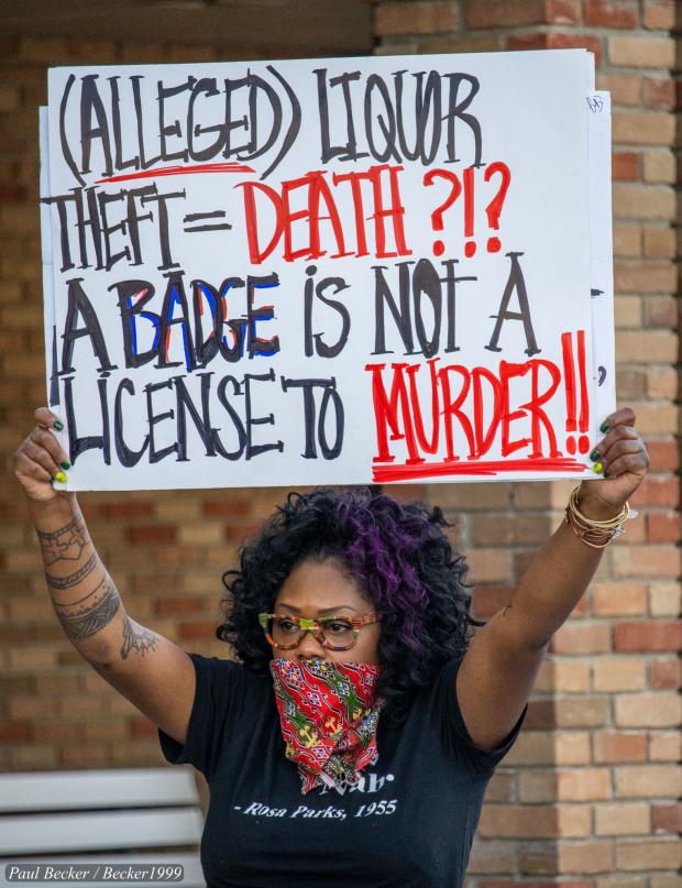 Woman protesting police violence
