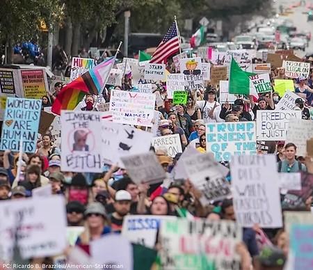 Huge protest march
