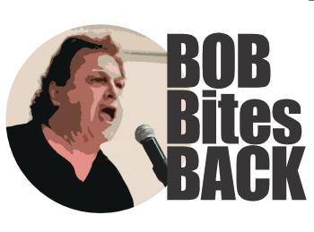 Bob Bites Back logo with Bob shouting into microphone